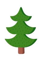 Evergreen Christmas tree flat icon Outdoor decor vector