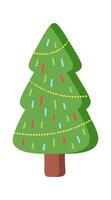 Christmas lights on tree flat icon Outdoor decor vector