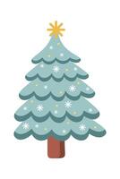 White Christmas tree flat icon Coniferous forest Illustration vector