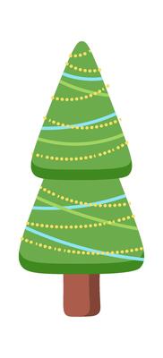Christmas lights decor tree flat icon Coniferous forest