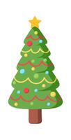 Christmas tree with lights flat icon Decorations vector