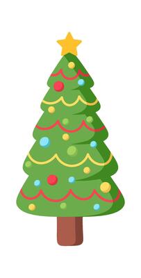 Christmas tree with lights flat icon Decorations