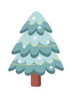 White Christmas tree flat icon Outdoor winter decor vector