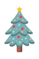 White Christmas tree flat icon Winter decorations vector