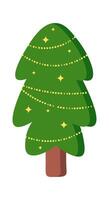 Ceder Christmas tree flat icon Winter decor vector