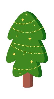 Ceder Christmas tree flat icon Winter decor