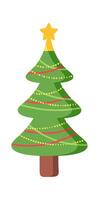 Evergreen christmas tree flat Coniferous forest vector
