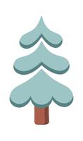 White Christmas tree flat Coniferous forest Illustration vector