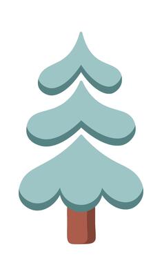 White Christmas tree flat Coniferous forest Illustration