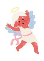 Shocked cute cupid flat icon God of love vector