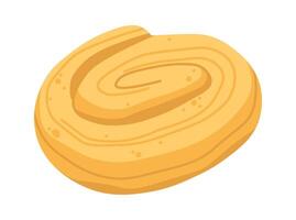 Puff pastry bun flat icon Fragrant dessert Bakery vector