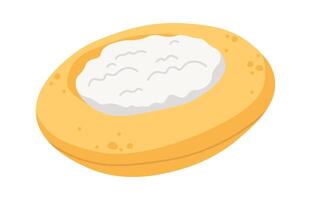 Bun with homemade cheese flat icon Bakery vector