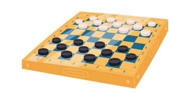 Wooden checkers board flat icon Board games vector
