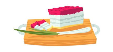 Lard with green onion flat icon Tasty traditional ukrainian food vector