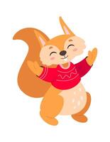 Happy squirrel flat icon Christmas childish animal vector