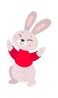 Happy rabbit flat icon Funny Christmas childish animals vector