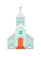 Church covered by snow flat icon Private house vector