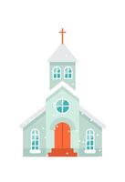 Church covered by snow flat icon Christmas winter houses vector