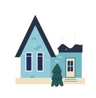 House flat icon Winter home decor Roof snow covered vector