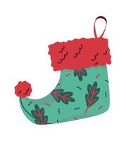 Winter christmas fireplace sock flat icon vector