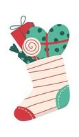 Christmas socks with present flat icon Winter holiday vector