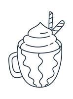 Hot chocolate element flat icon Christmas tags vector