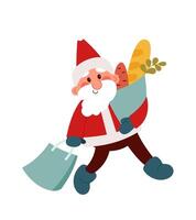 Funny Santa Claus go shop flat icon Grocery vector