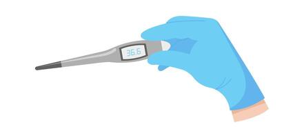 Doctor hand hold electric thermometer flat icon Medical equipment vector