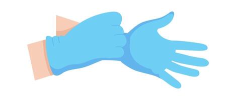 Doctor hand on protective glove flat icon Healthcare Hand Drawn Icon vector