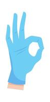 Doctor hand on protective glove Okay symbol flat icon Healthcare vector