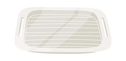 White plastic empty meal tray flat icon Restaurant utensil vector