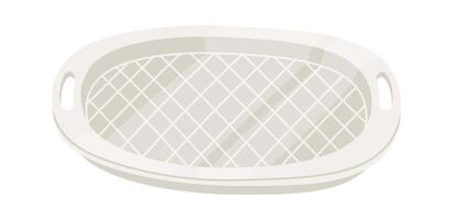 White plastic empty meal tray flat icon Restaurant utensil Illustration vector