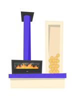 Modern fireplace flat icon Trendy house interior vector