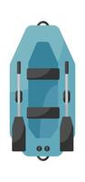 Inflatable fishing boat with oars flat icon Fisherman equipment vector