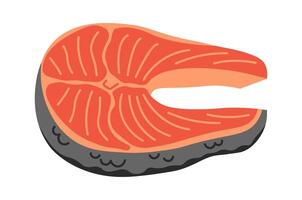 Salmon steak flat icon Seafood Fresh fish packaged food vector