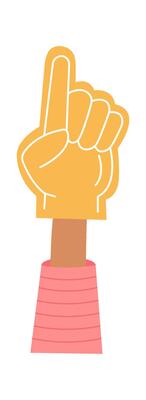Hand up flat icon Fun foam finger for support