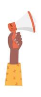 Hand hold megaphone Support Football attributes vector