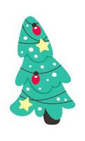 Christmas tree flat icon Winter holiday decoration vector