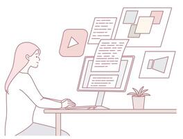 Exploring the Modern Digital Workspace Enhanced with Various Multimedia Elements vector