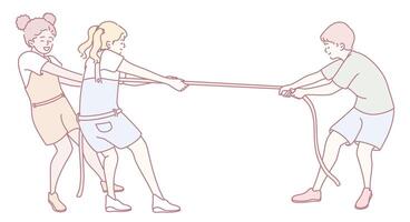 Children enjoy an energetic tugofwar game outdoors, bonding and having fun together vector