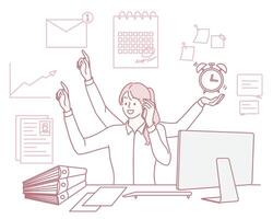 A Dynamic Office Worker Skillfully Managing Multiple Tasks with Remarkable Efficiency vector