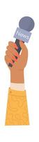 Corrispontent with microphone flat icon Recording news vector