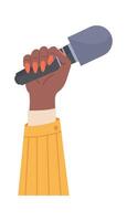 Correspondent hand with microphone flat icon Drawn vector
