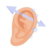 Ear with silver accessory flat icon Titanium piercing vector