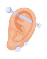 Ear with piercing flat icon Stylish accessories vector
