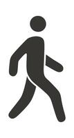 Pedestrian on way flat icon Road sign Movement pointer vector