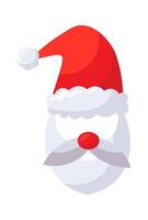 Christmas costume flat icon Red hat and beard vector