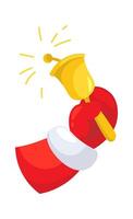 Santa Claus hold gold bell flat icon Holiday decoration vector