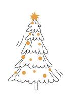 Christmas tree flat icon Winter forest postcard element vector
