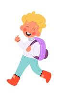 Walk flat icon Funny boy running outside vector